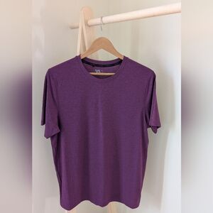 Sporty Polyester Spandex Short Sleeve Crewneck T-Shirt In Purple
